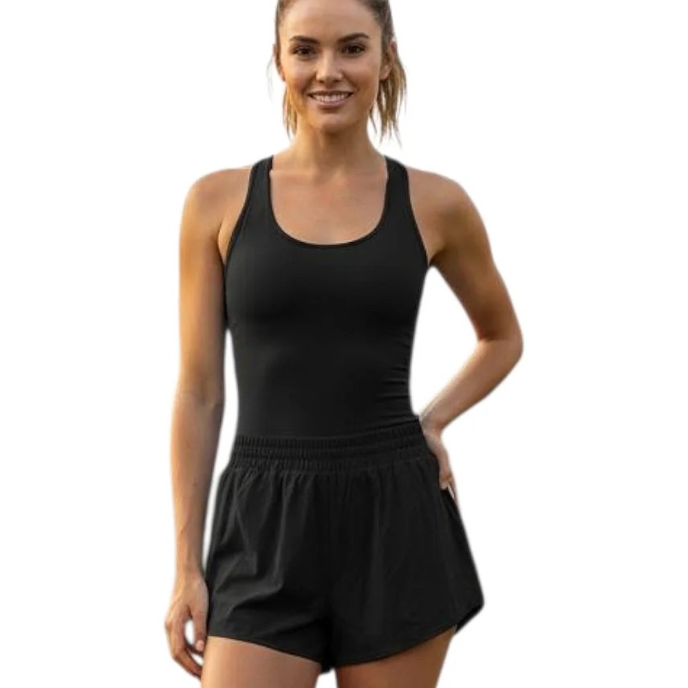 Aerie Black OFFLINE Romper : Real me hot stuff black athletic romper